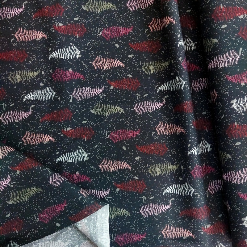 Stof Fabrics Marble Ferns Black