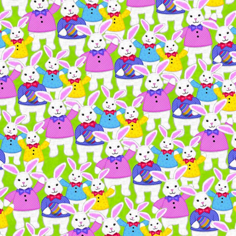 Studio E Hello Spring 4983-62 Stacked Bunnies Green