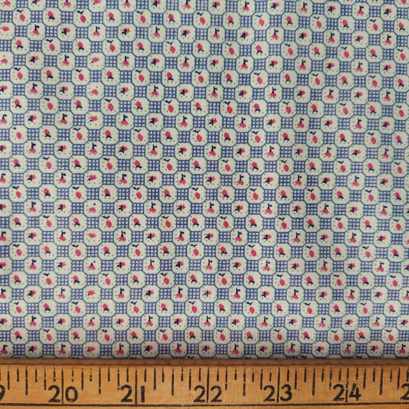 Wamsutta The Framingham Collection Tiny Flowers on Blue Grid