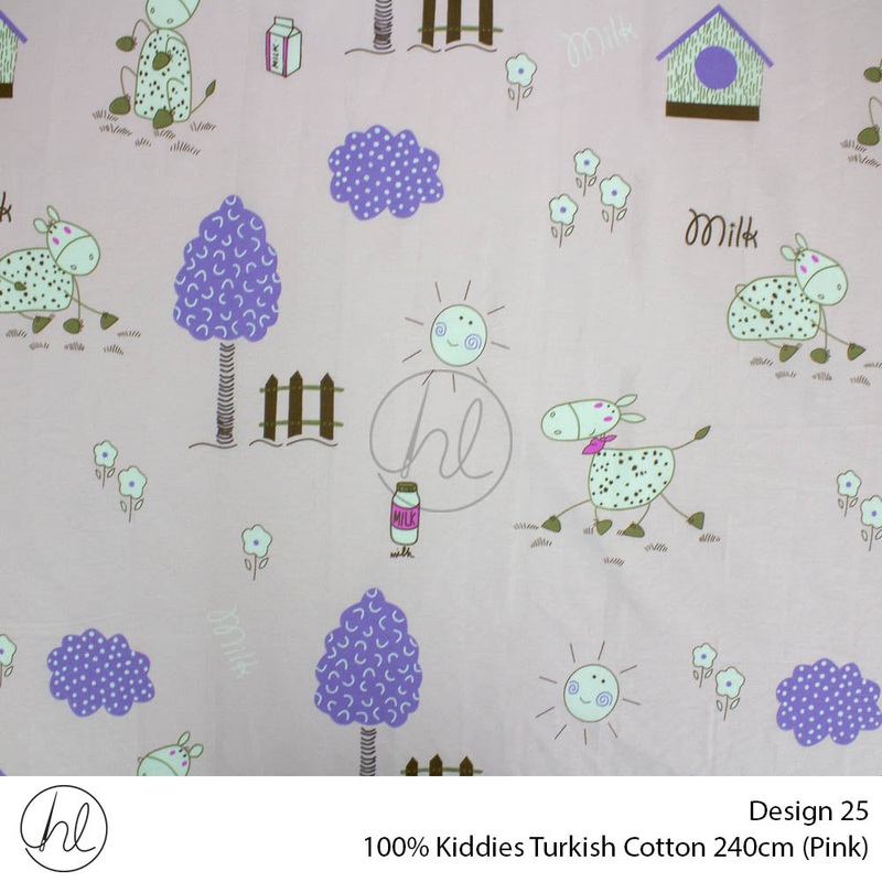 100% Kiddies Turkish Cotton Design 25 240cm Per M Pink