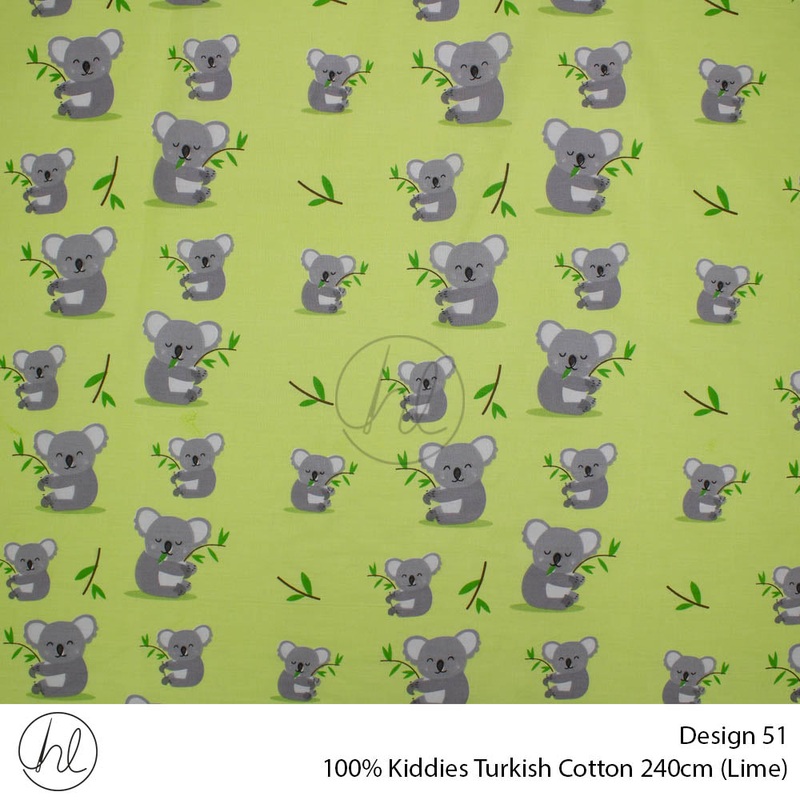 100% Kiddies Turkish Cotton Design 51 240cm Per M Lime