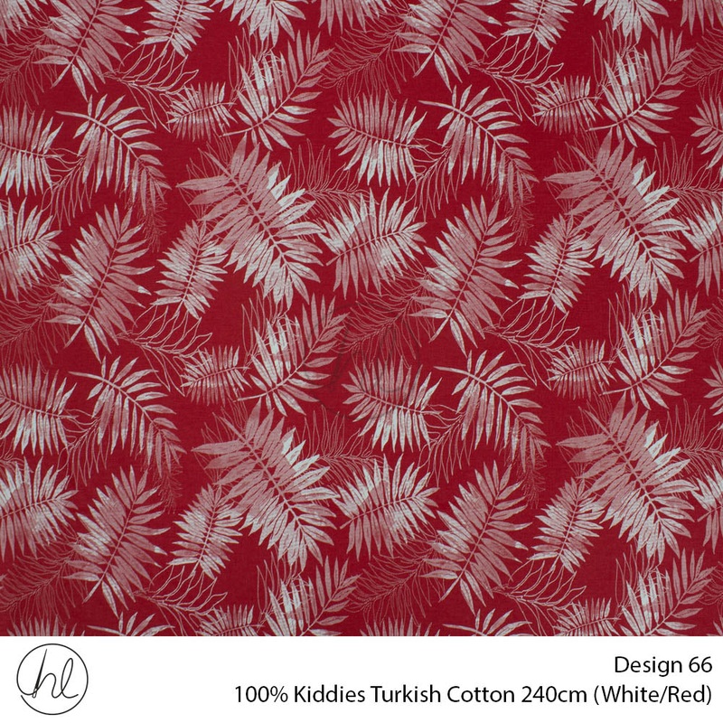 100% Kiddies Turkish Cotton Design 66 240cm Per M White/Red