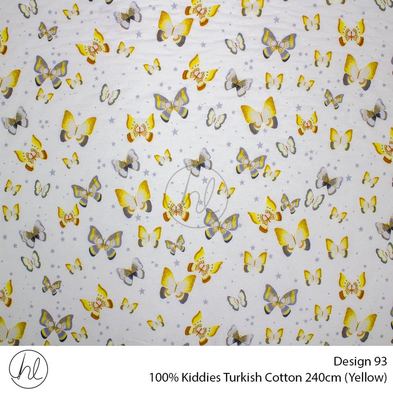 100% Kiddies Turkish Cotton Design 93 240cm Per M Yellow