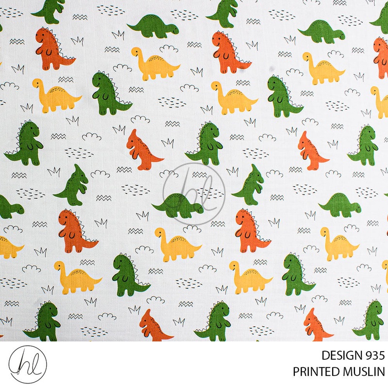 C/D MUSLIN PRT DINO 400 WHITE ROLL 001 1