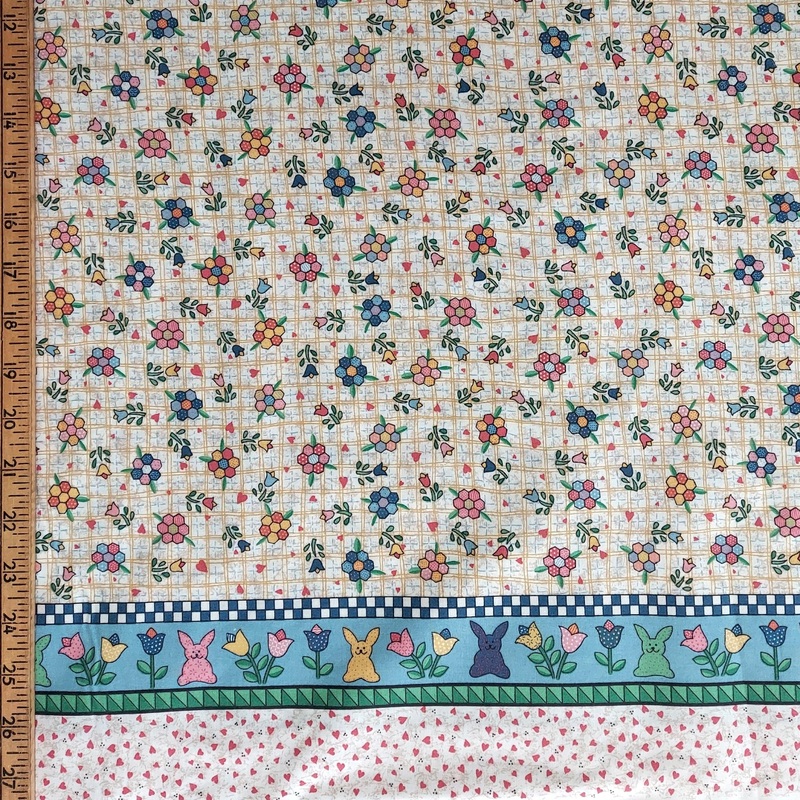 Fabri-Quilt Little Quilts 304 Hexy Garden with Bunny Border Print