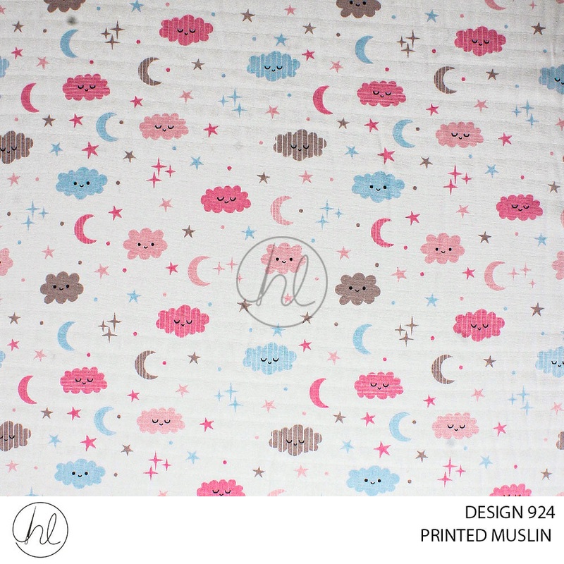 MUSLIN PRT CLOUD WHITE/PNK ROLL ROLL 001