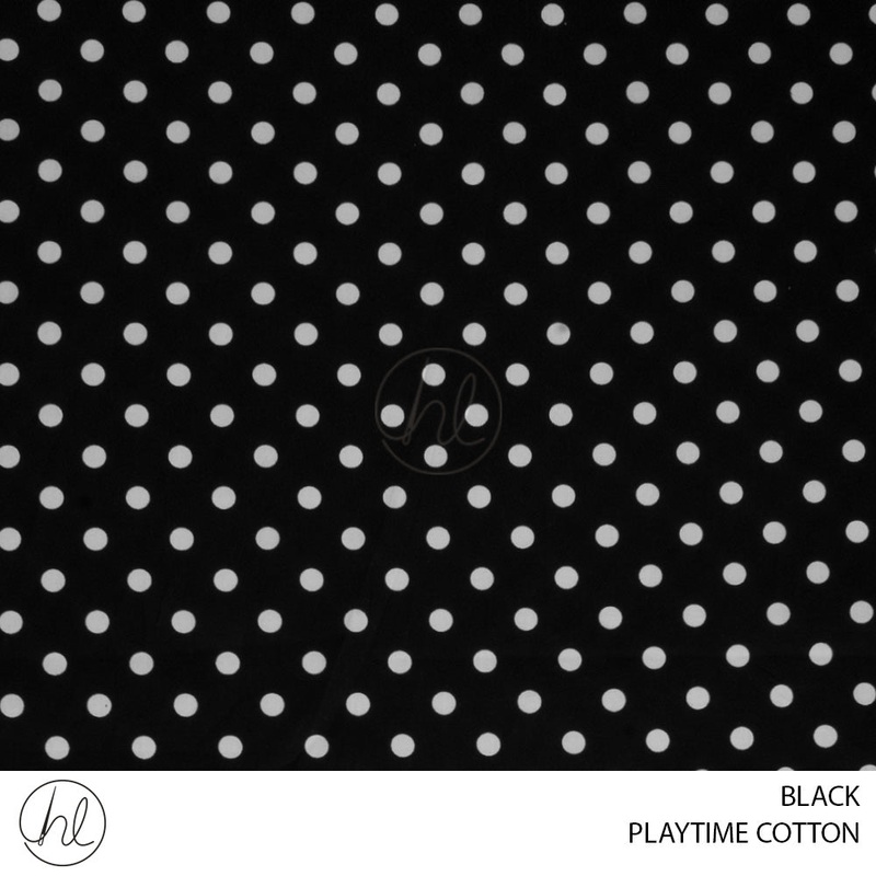 PLAYTIME COTTON 334 POLKA DOT BLACK 150CM WIDE PER M