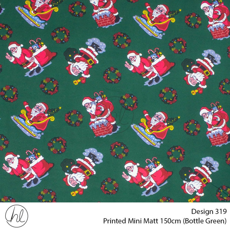 Printed Mini Matt Design 319 150cm Per m Bottle Green fabric