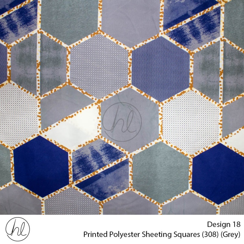 Printed Polyester Sheeting 240cm Squares Grey Per m