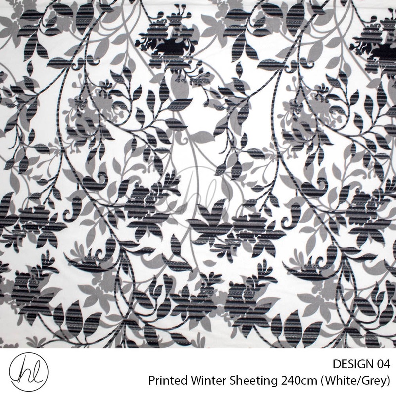 Printed Winter Sheeting Design 04 White/Grey 240cm Wide