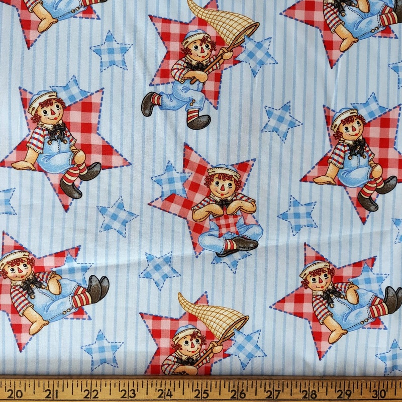 SPX Fabrics Raggedy Andy Red Stars on Blue 3429