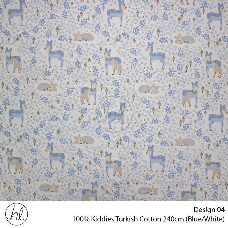 100% Kiddies Turkish Cotton Design 04 240cm Per M Blue/White