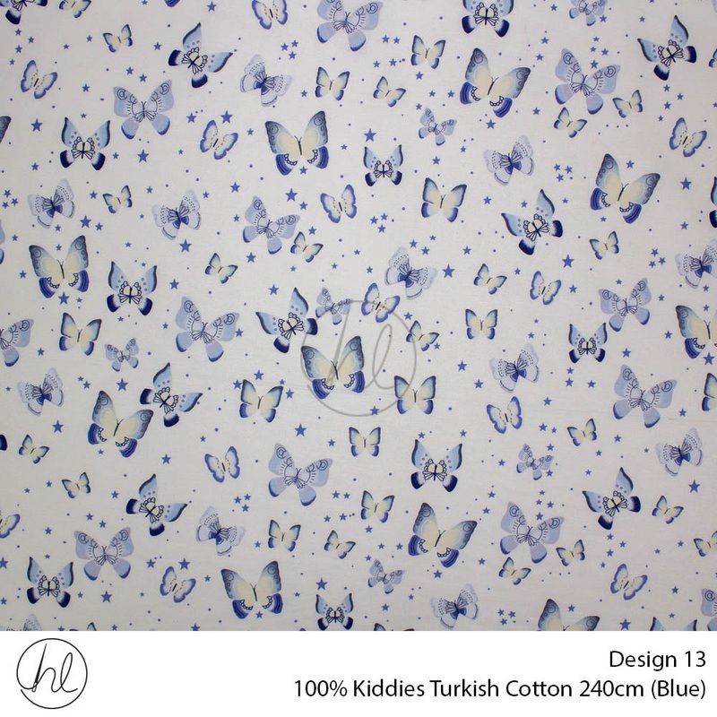 100% Kiddies Turkish Cotton Design 13 240cm Per M Blue