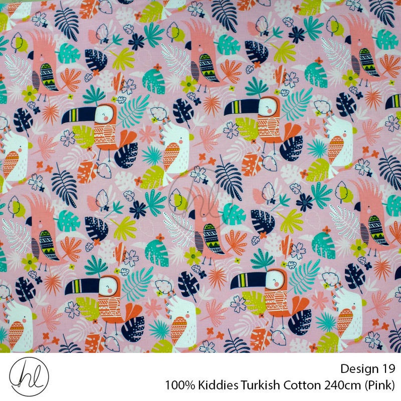 100% Kiddies Turkish Cotton Design 19 240cm Per M Pink