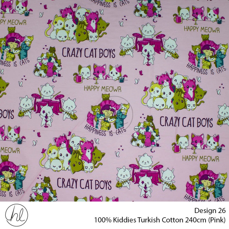 100% Kiddies Turkish Cotton Design 26 240cm Per M Pink