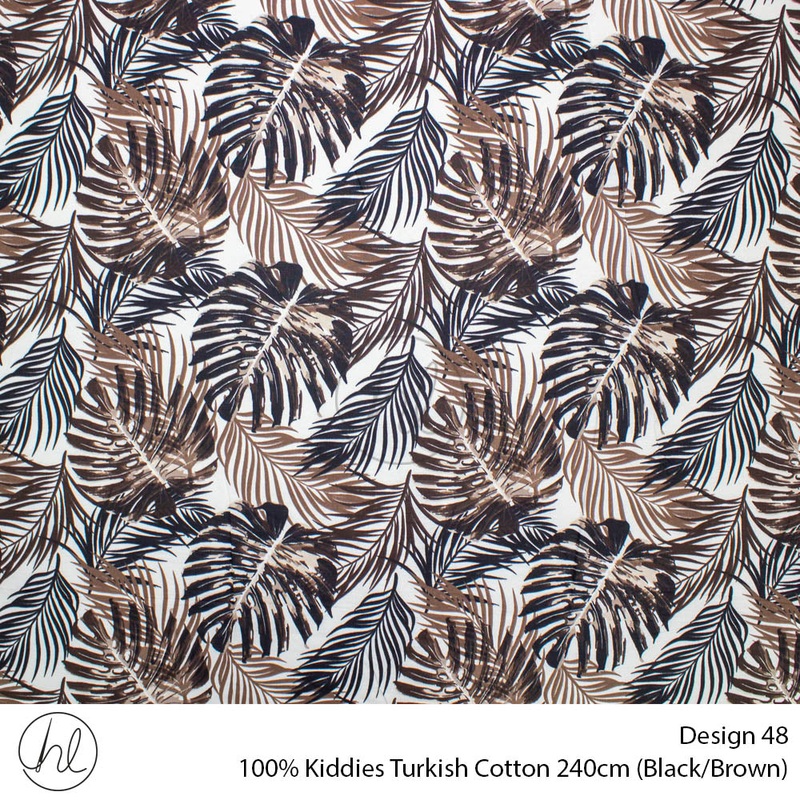 100% Kiddies Turkish Cotton Design 48 240cm Per M Black/Brown