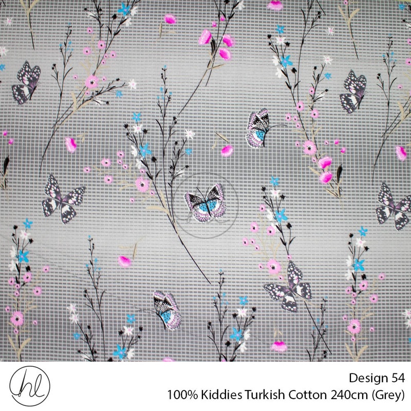 100% Kiddies Turkish Cotton Design 54 240cm Per M Grey