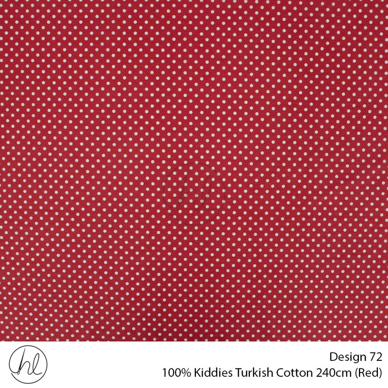 100% Kiddies Turkish Cotton Design 72 240cm Per M Red