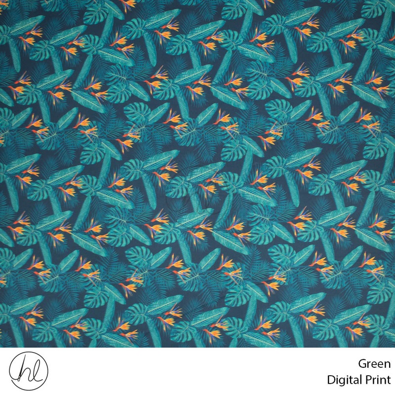 Digital Print Flower Fabric Design 10 150cm Per m Green