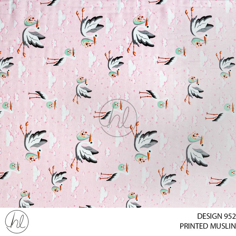 MUSLIN PRT FLAMINGO  PINK ROLL ROLL 001