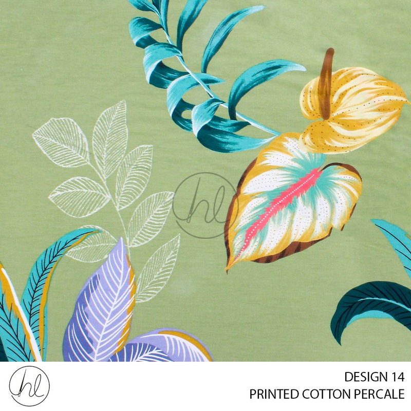 PRINTED COTTON PERCALE FLOWER DESIGN 14 YELLOW/GREEN 240CM PER M