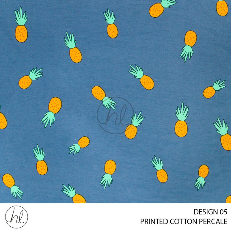 PRINTED COTTON PERCALE FRUIT DESIGN 05 DENIM BLUE 240CM PER M