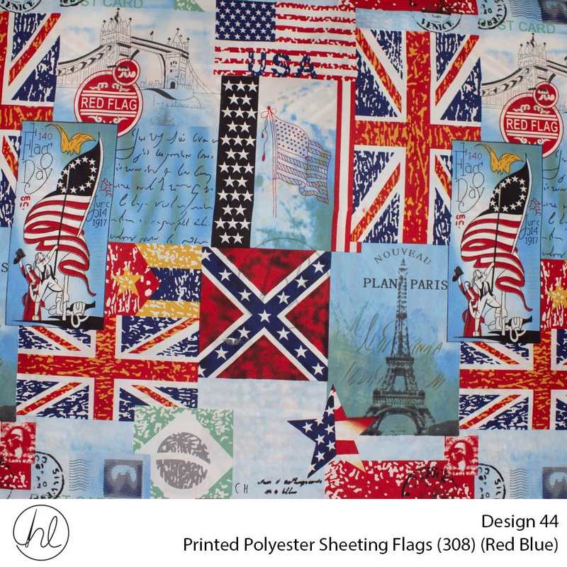 Printed Polyester Sheeting 240cm Dandelion Red/Blue Per m
