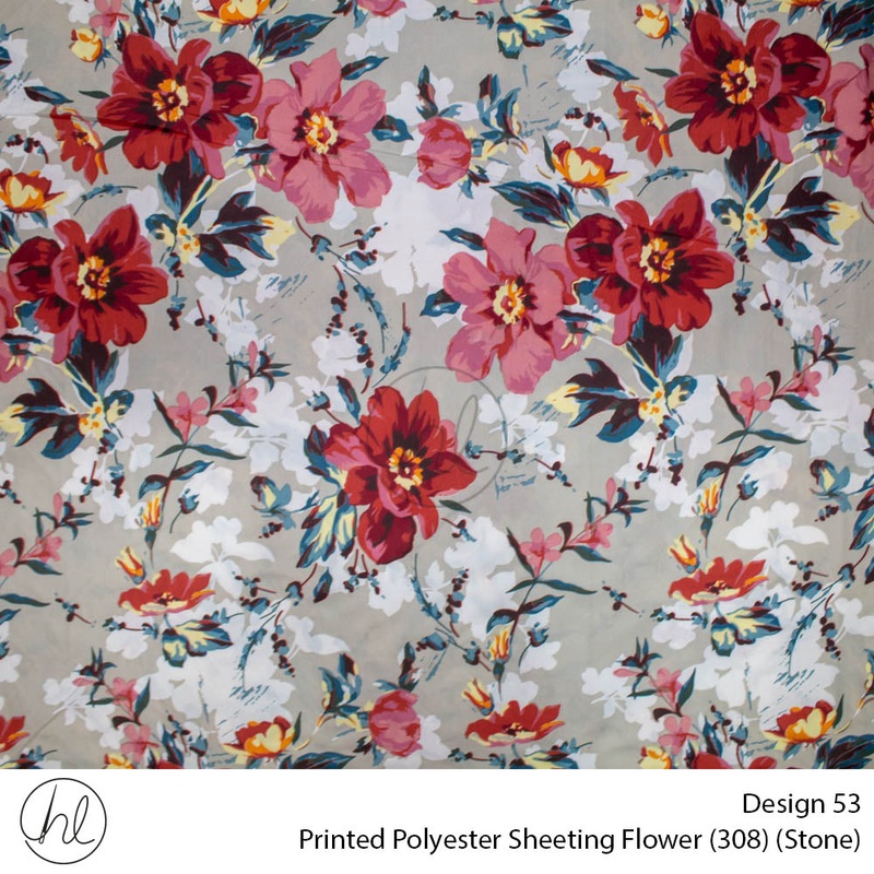 Printed Polyester Sheeting 240cm Flower Stone Per m