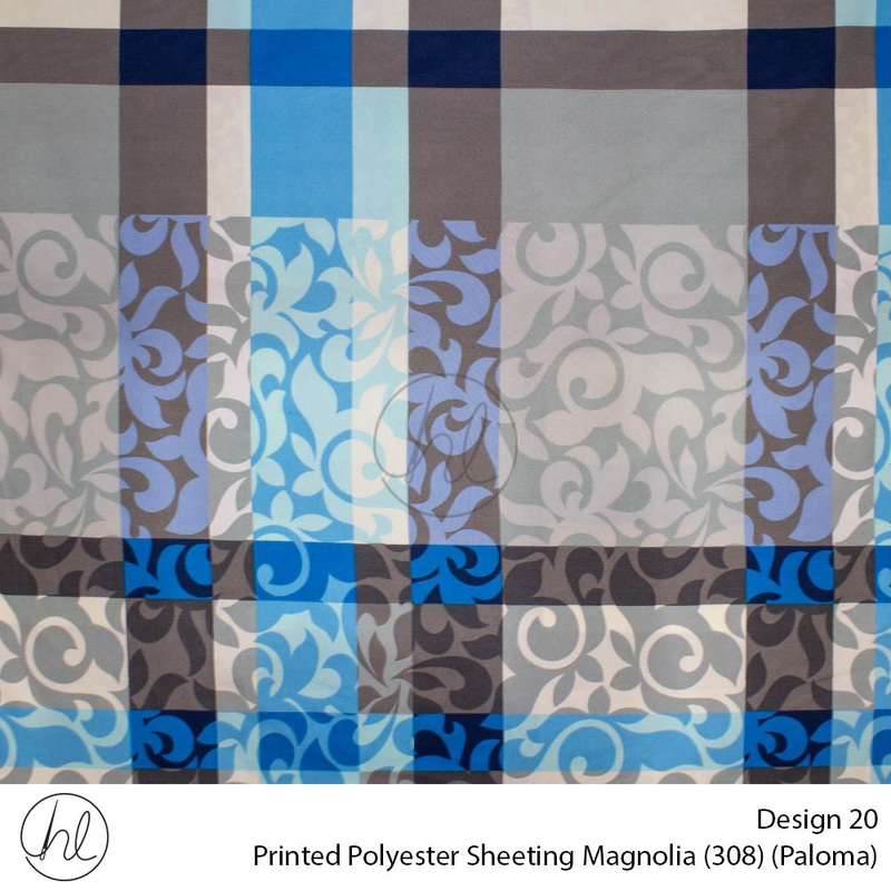 Printed Polyester Sheeting 240cm Flower/Stripe Azzure Per m