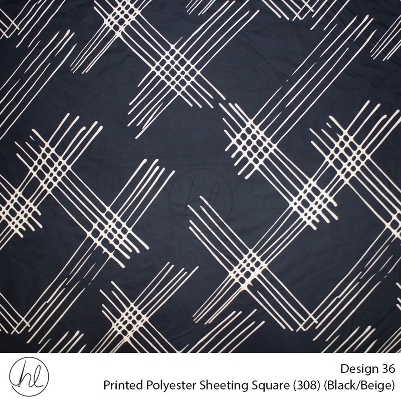 Printed Polyester Sheeting 240cm Square Black/Beige Per m