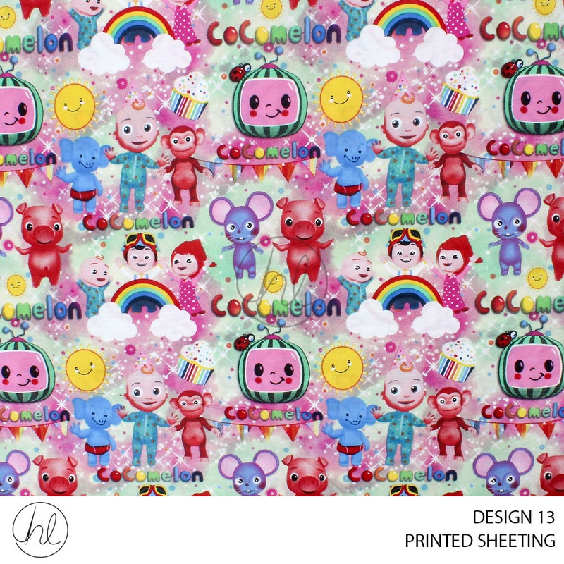 PRINTED SHEETING COCO MELON DESIGN 13 PINK/GREEN 240CM PER M