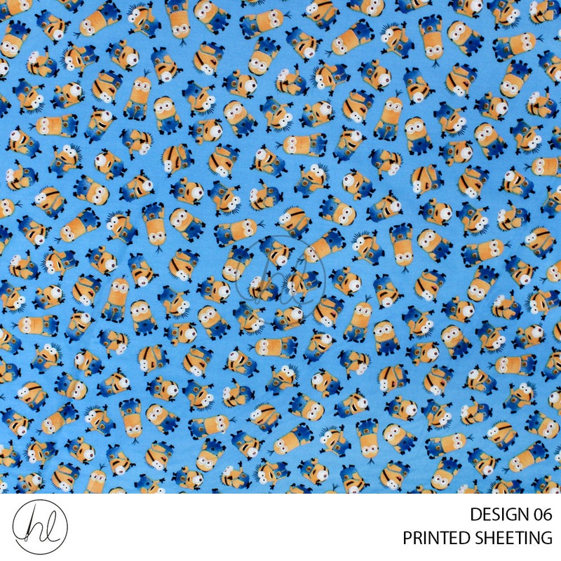 PRINTED SHEETING MINIONS DESIGN 06 YELLOW/BLUE 240CM PER M