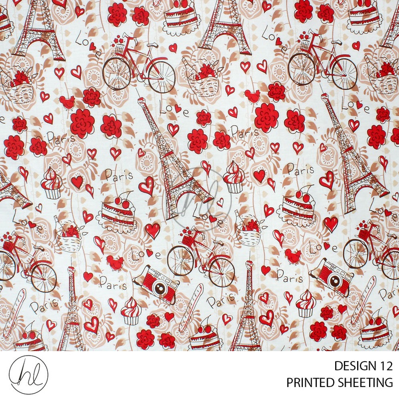 PRINTED SHEETING PARIS DESIGN 12 CHAMPAGNE  240CM PER M