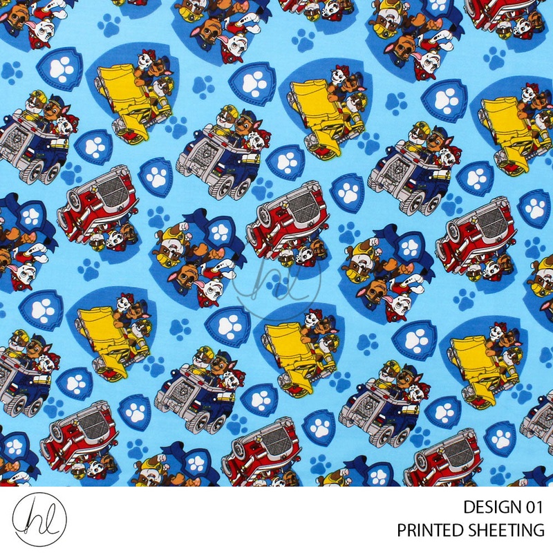 PRINTED SHEETING PAW PATROL DESIGN 01 BLUE 240CM PER M