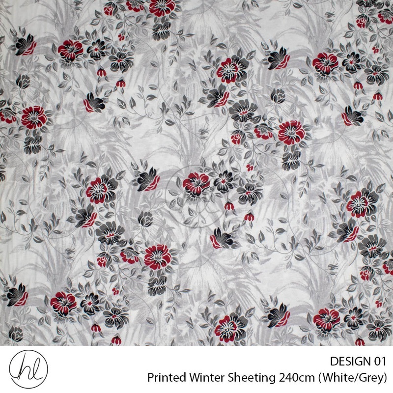 Printed Winter Sheeting Design 01 White/Grey 240cm Wide