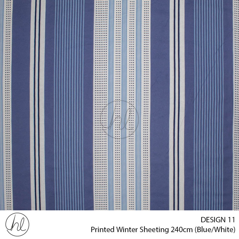Printed Winter Sheeting Design 11 White/Blue 240cm Wide