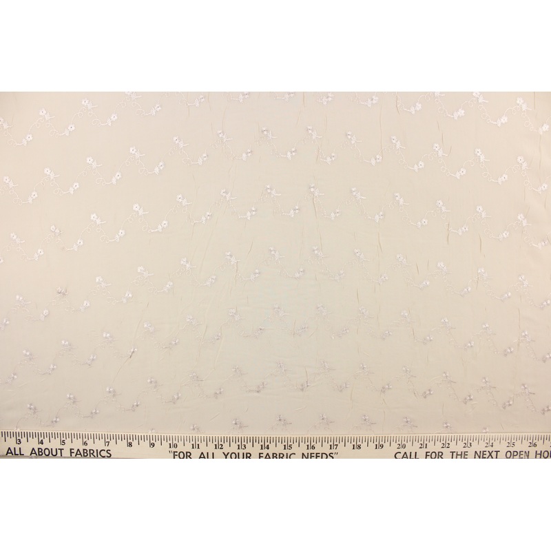 Chiffon Eyelet Embroidery Fabric in Woodland Flowers