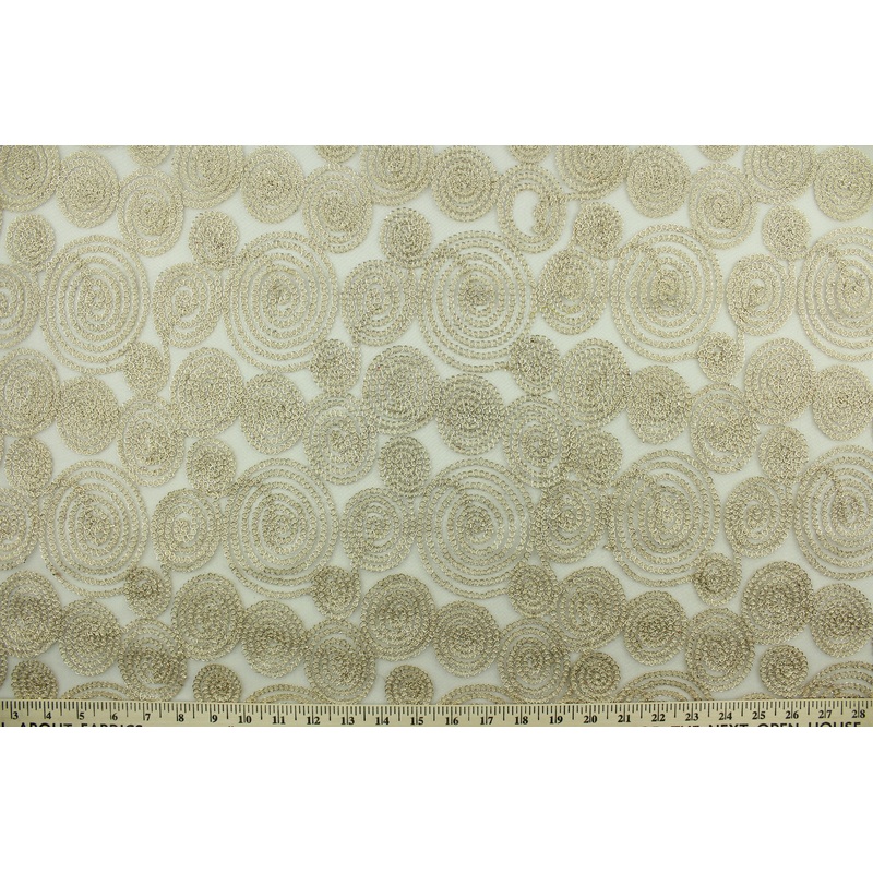 Embellished Tulle Fabric With Rings of Gold