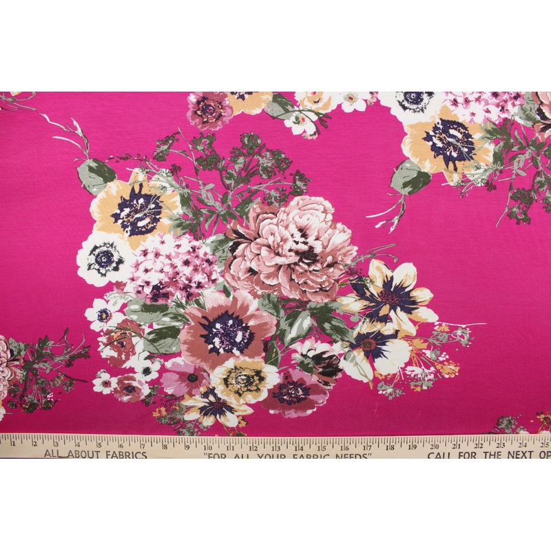 Jersey Floral Fuchsia