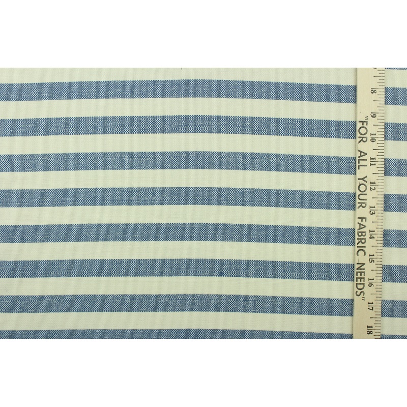 Nella Striped Basketweave Fabric in French Blue