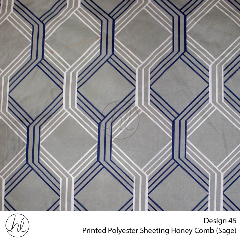 Printed Polyester Sheeting 240cm Honey Comb Sage Per m