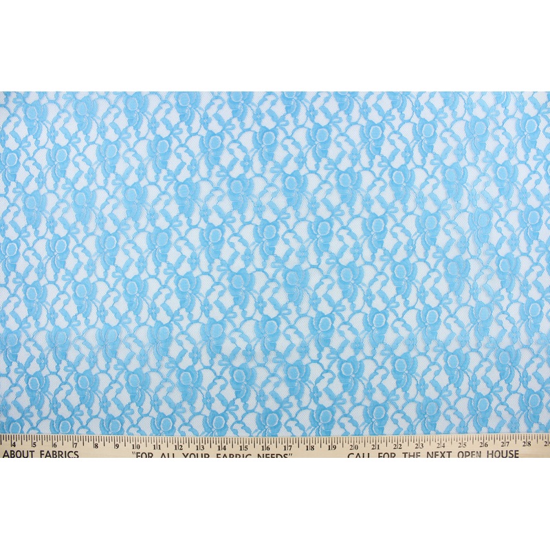 Woven Lace Floral Fabric in Carolina Blue