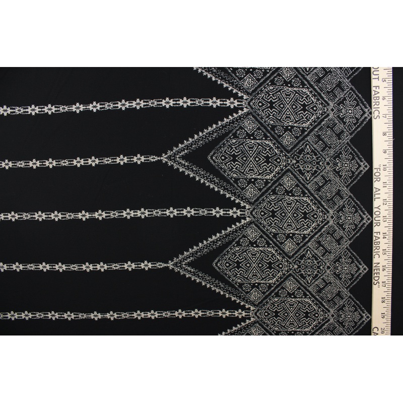 Aztec Georgette Fabric in Black