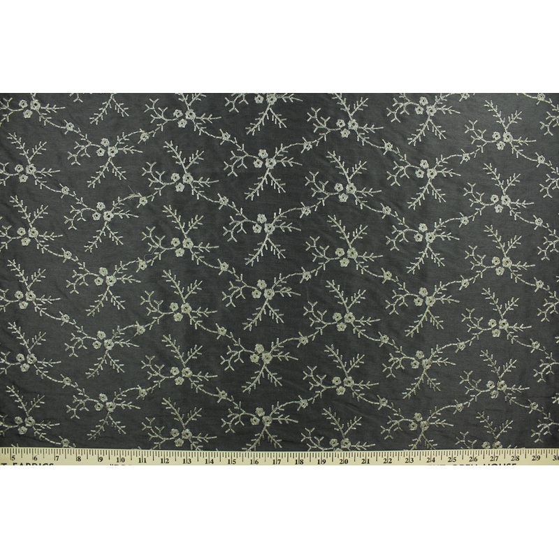 Embroidered Midnight Snowfall in Black