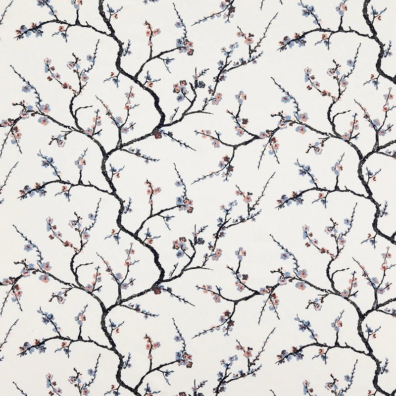 Find The Beauty Embroidered Fabric in Charcoal by Carole Fabrics