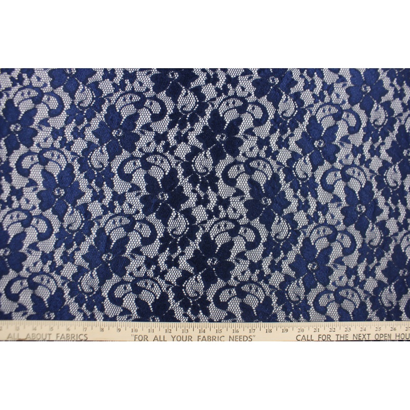 Stretch Lace Fabric in Dark Blue