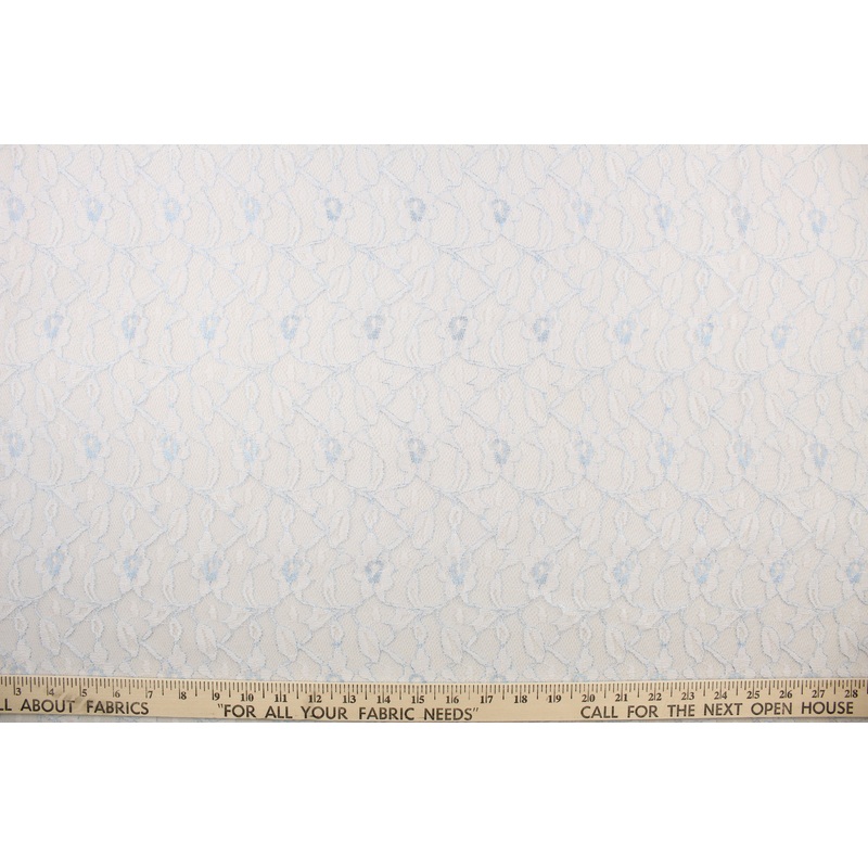 Woven Lace in Floral White Baby Blue