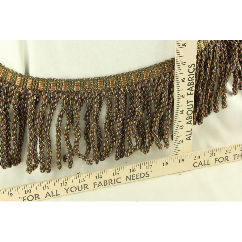 Brush Fringe Trim - 6" in Tortoise Shell Green and Gold