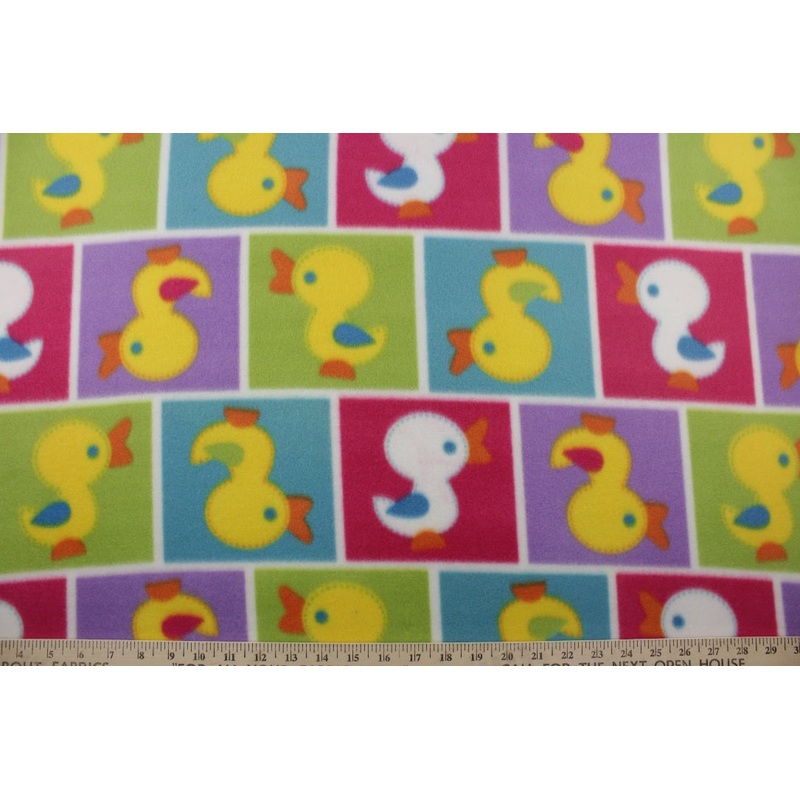 Duck Squares Fleece Fabric in Yellow