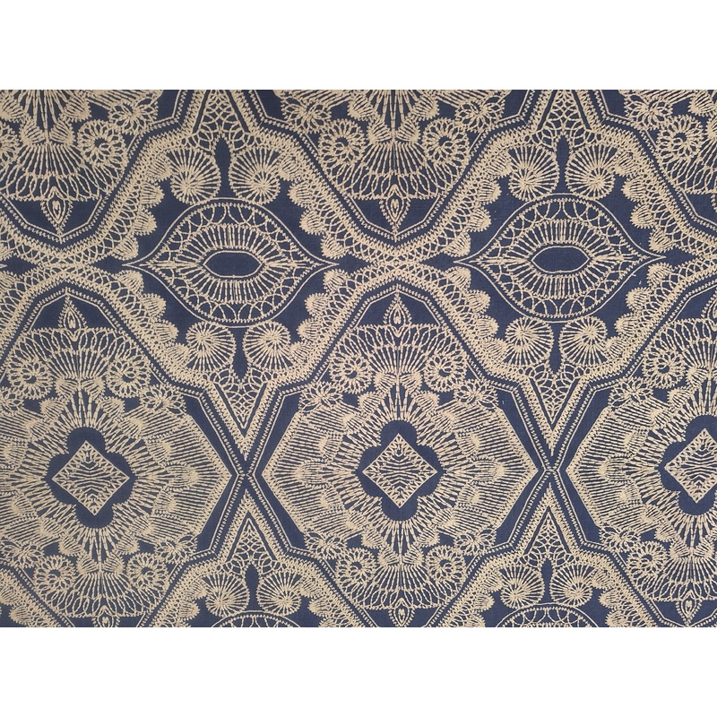 Sabar Embroidered Fabric in Navy